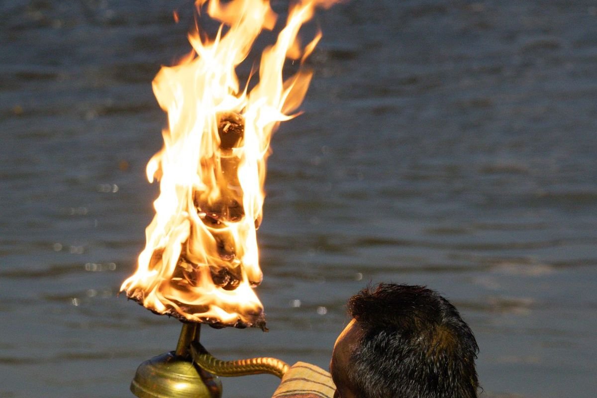 Ganga aarti lamp at Haridwar on the Char Dham Yatra from Delhi