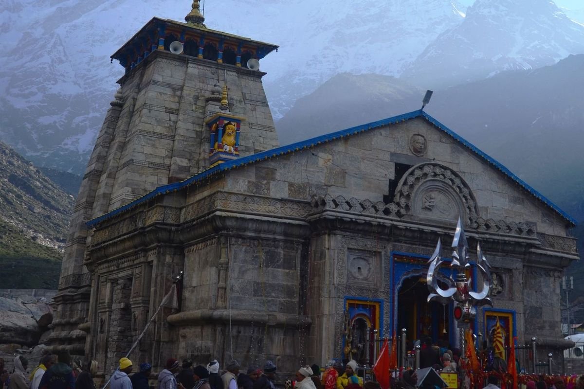 Kedarnath temple front view during the Kedarnath Yatra