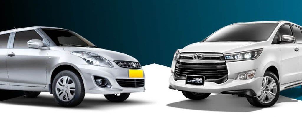Swift Dzire and Innova Crysta available for online cab booking Noida