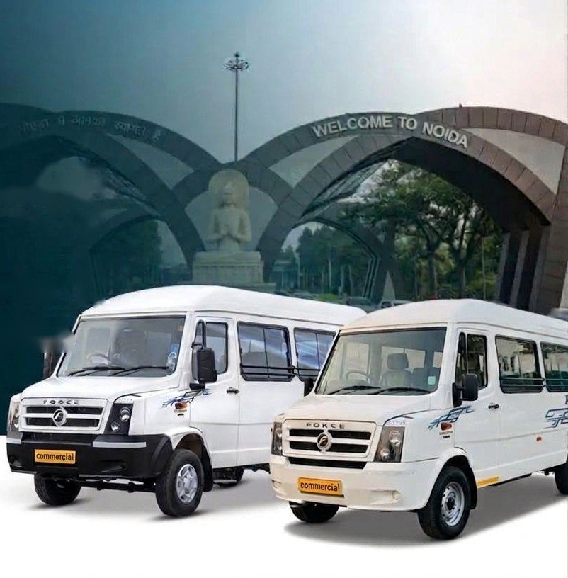 Tempo travellers for group cab booking Noida trips at the Noida gate